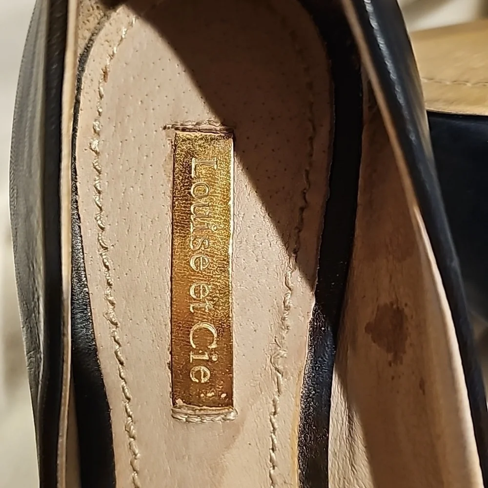 Louise etc Cie Lo-Nadia navy pumps with gold accents deep azure aspen calf